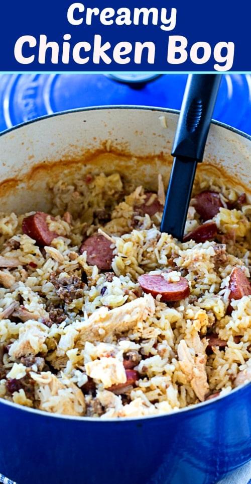 Creamy Chicken Bog with 2 kinds of sausage #southernfood #chicken #comfortfood #onepot