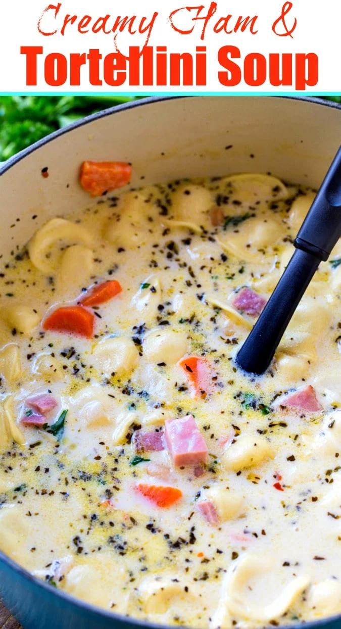 Tortellini Soup in Dutch Oven.