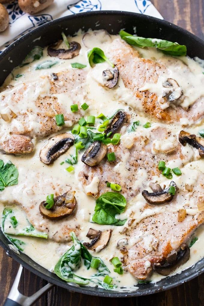 Creamy Parmesan Pork Chops with mushrooms