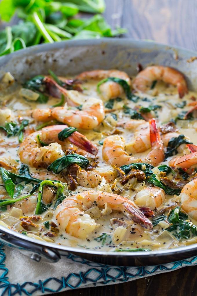 Creamy Tuscan Shrimp in a creamy Parmesan sauce