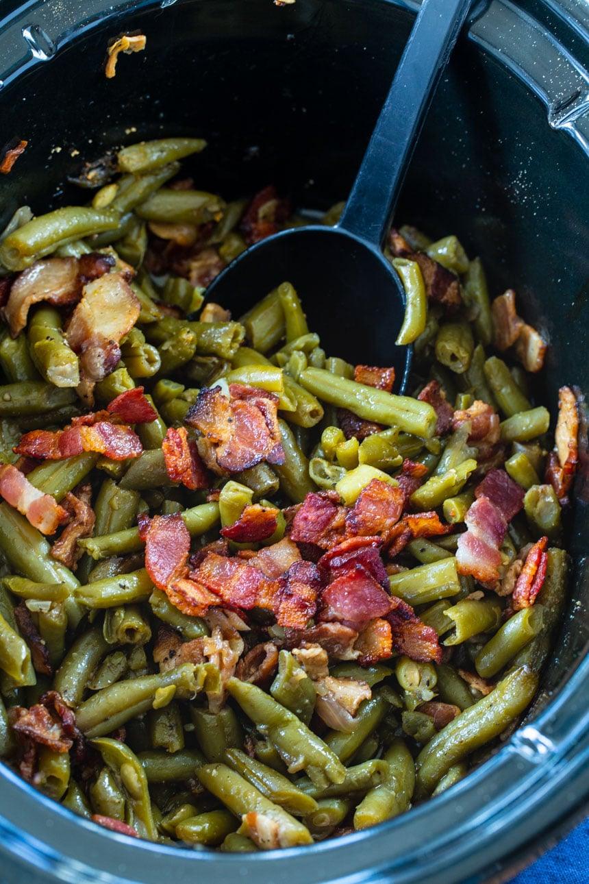 Bacon Green Beans cooked in the Slow Cooker