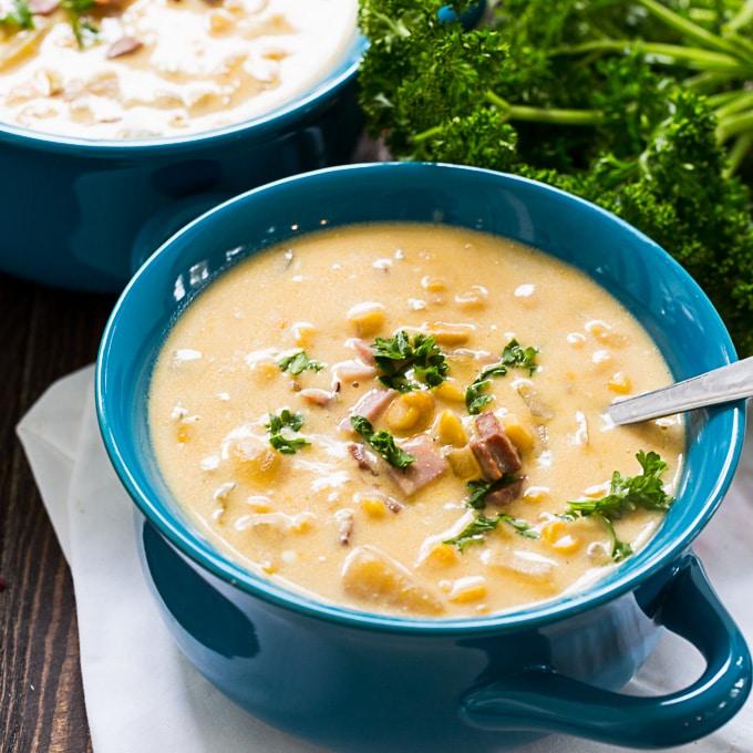 Crock Pot Cheesy Ham and Corn Chowder