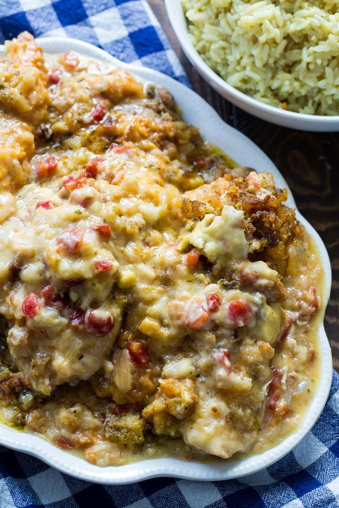 Crock Pot Cheesy Stuffing Chicken