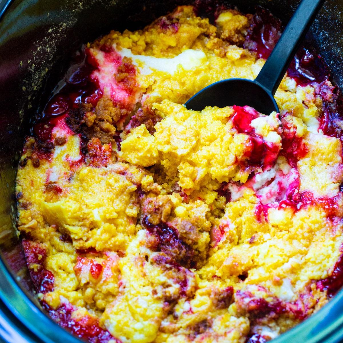 Crock Pot Cherries and Cream Dump Cake