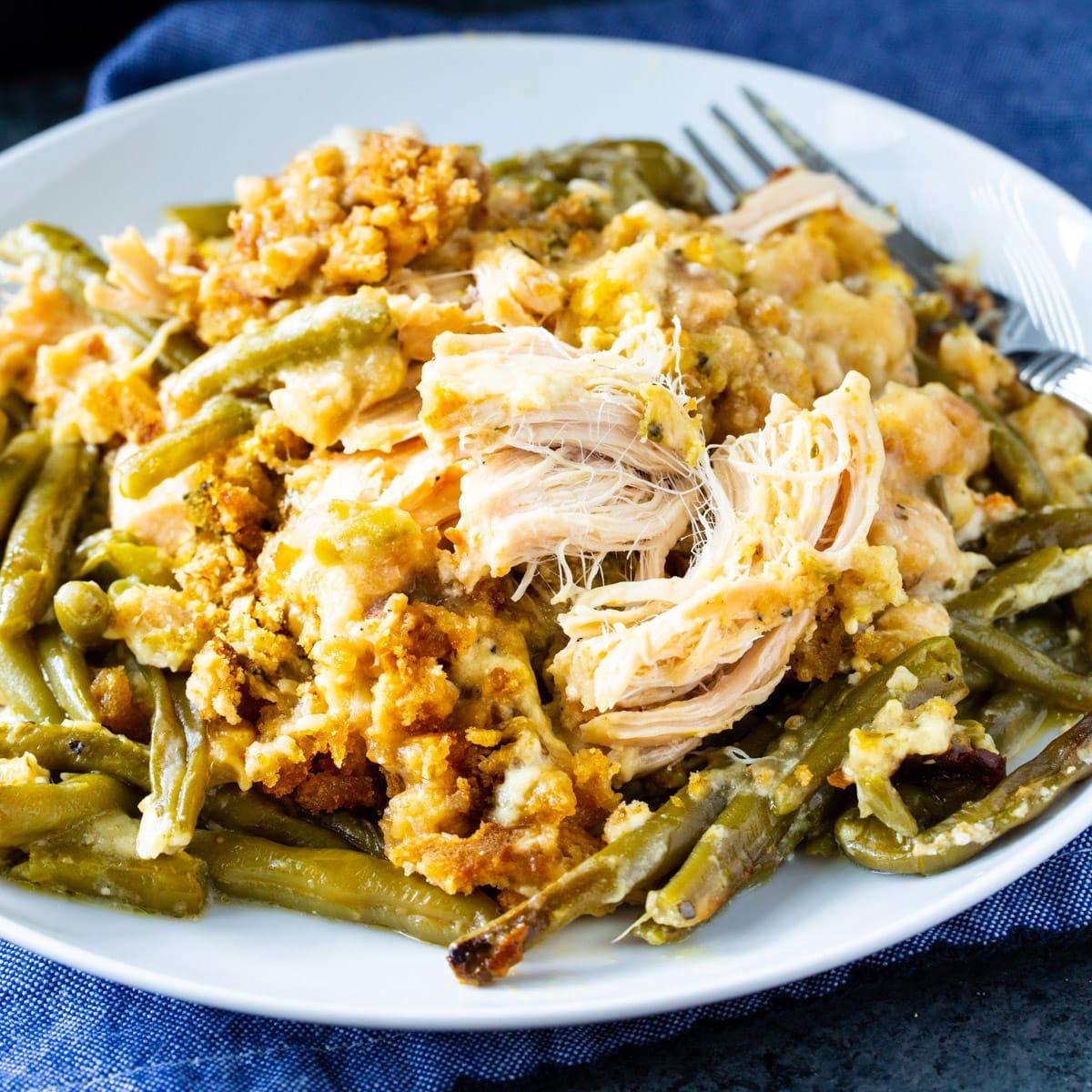 Crock Pot Chicken and Stuffing with Green Beans
