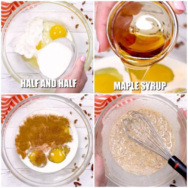 Mixing egg mixture.