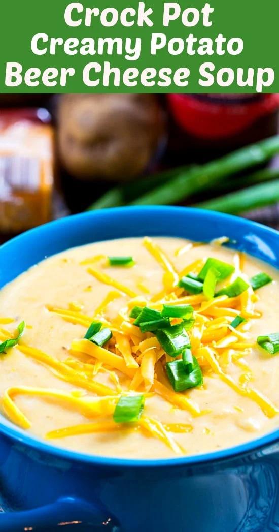 Crock Pot Creamy Potato Beer Cheese Soup #slowcooker #soup