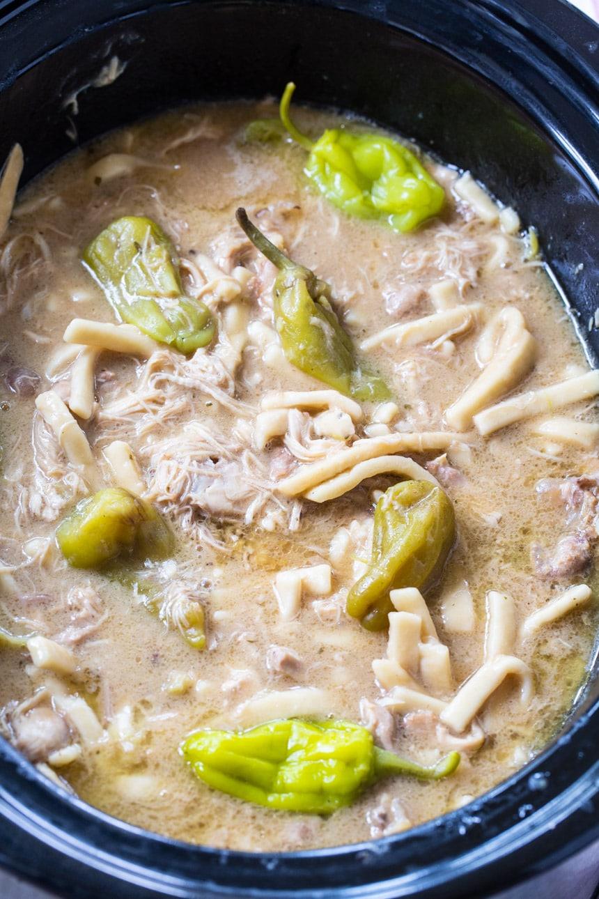 Crock Pot Mississippi Chicken and Noodles