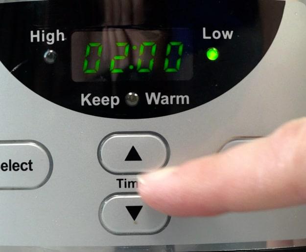 Set slow cooker to 2 hours.
