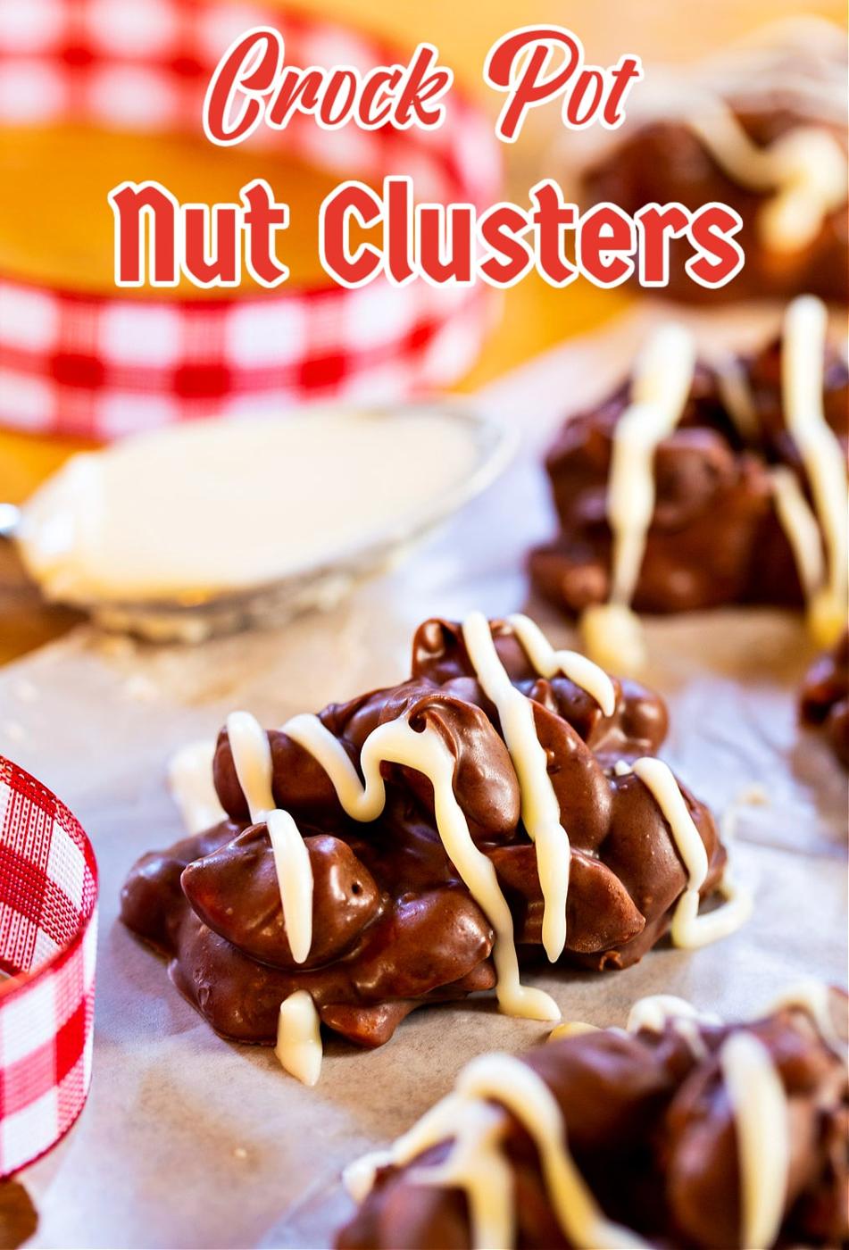 Crock Pot Nut Clusters on wax paper.