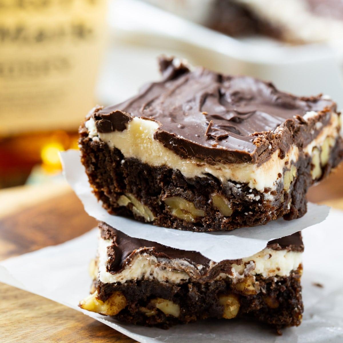 Double Frosted Bourbon Brownies