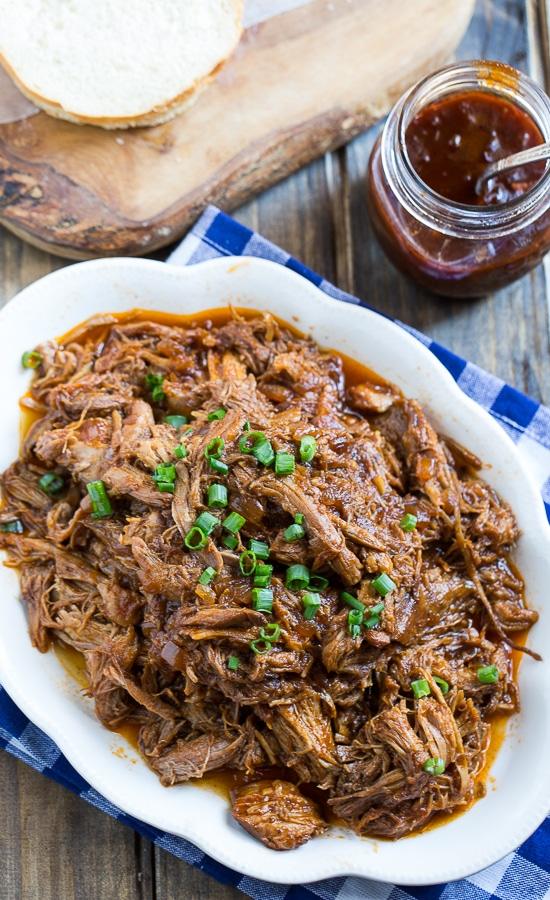 Dr. Pepper Pulled Pork made in a crock pot.