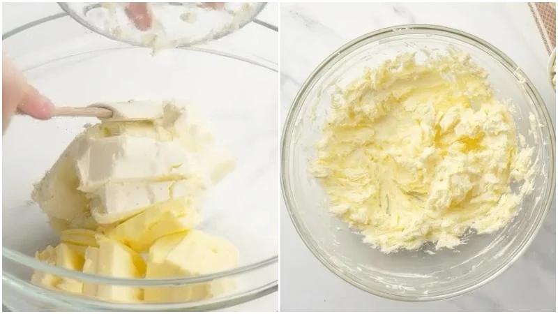 Cream cheese and butter mixed together.