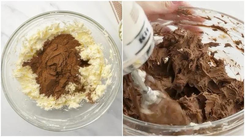 Cocoa powder mixed into frosting.