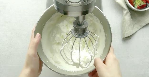 Making the whipped cream.