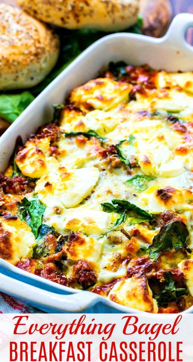 Close-up of Bagel Breakfast Casserole