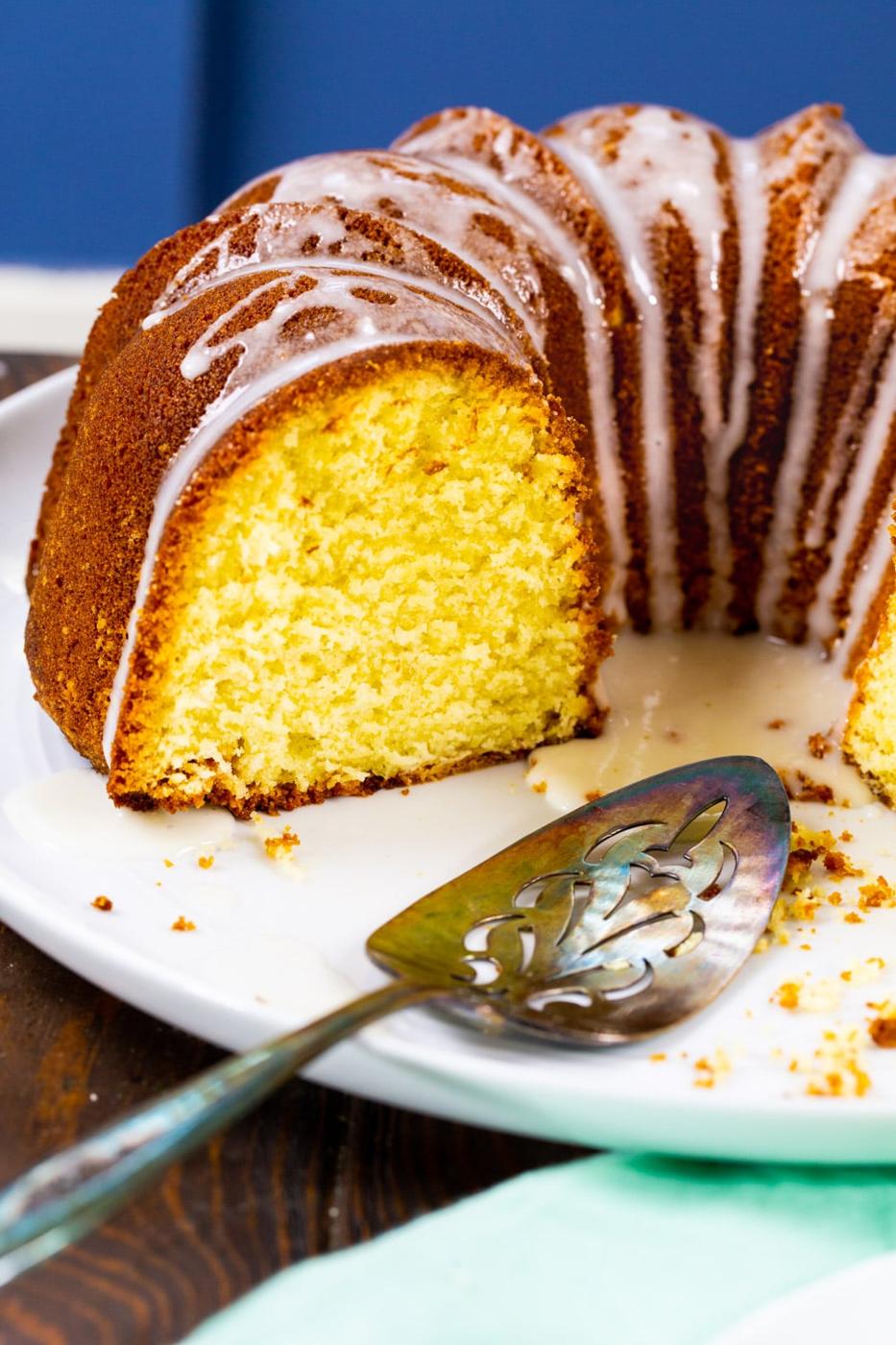 Cut piece of Five Flavor Pound Cake