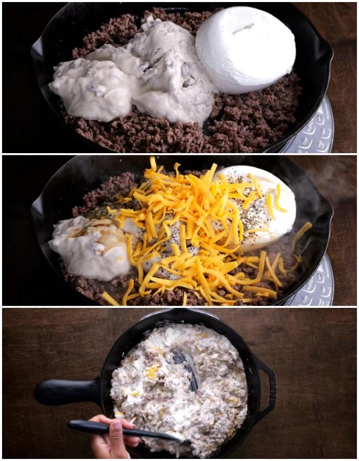 Mixing in ingredients.
