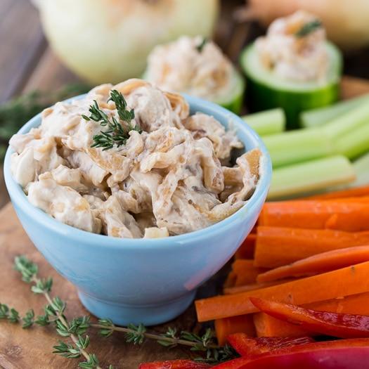 French Onion Dip and Muffaletta Dip