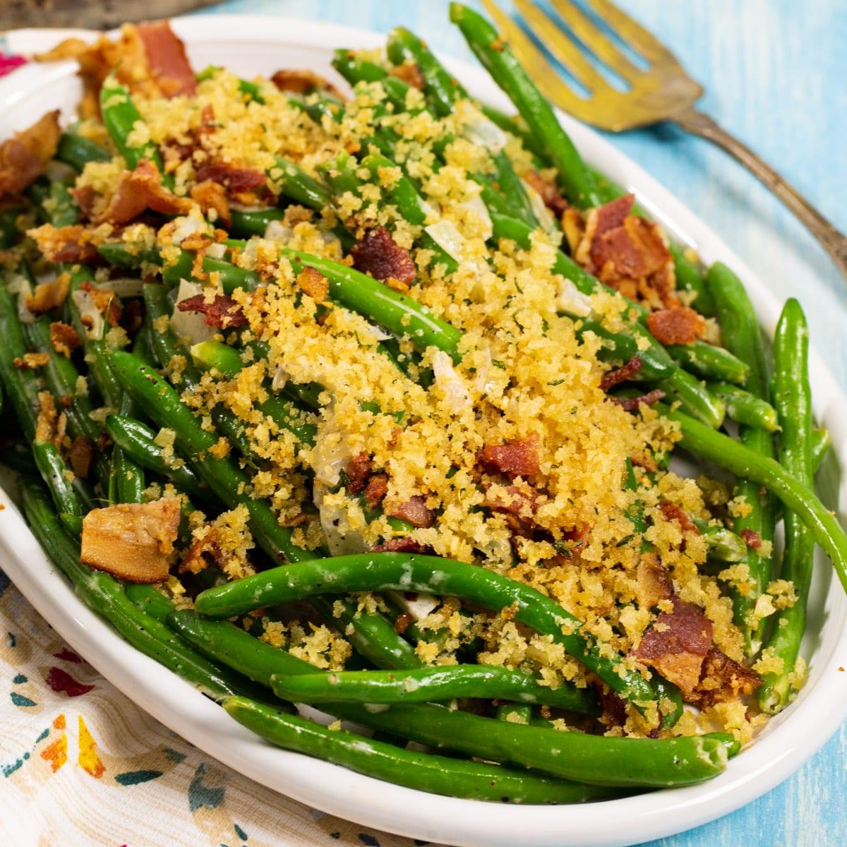 Green Beans with Bacon Breadcrumbs