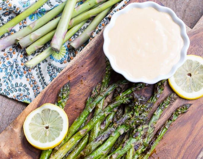 Grilled Asparagus with Wasabi Soy Dipping Sauce