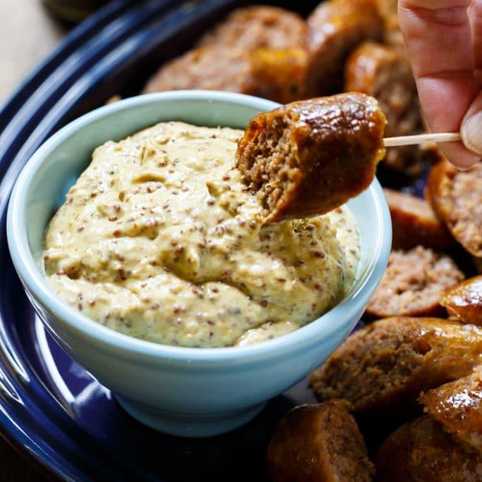 Grilled Bratwurst with Horseradish Mustard Sauce