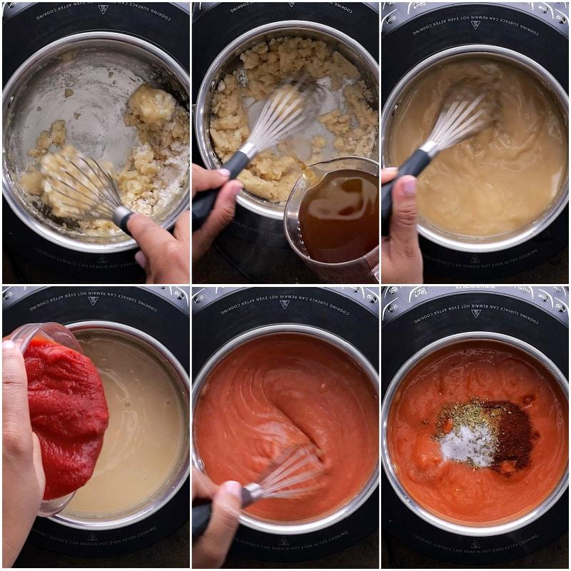 Making the sauce.