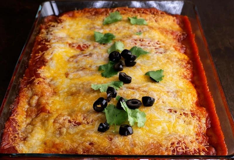 Enchiladas after being removed from oven.