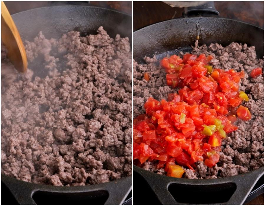 Sauce being cooked in skillet.