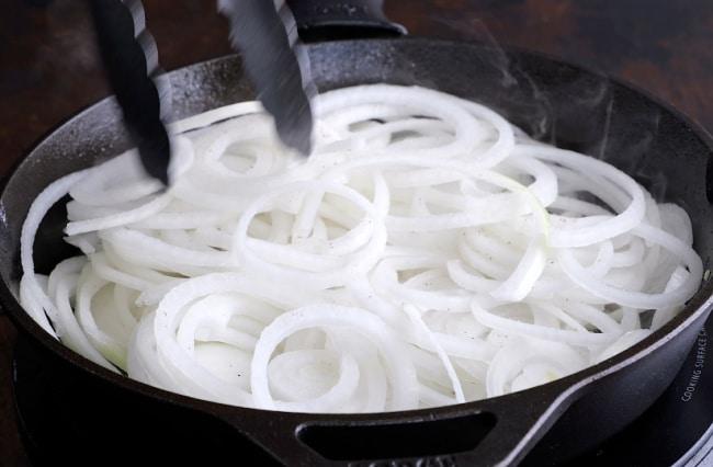 Onions in skillet.