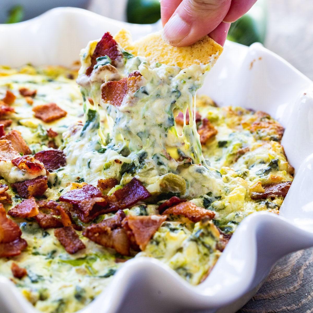 Hot Jalapeno Bacon Spinach Dip