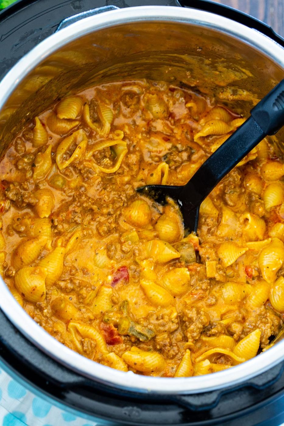 Creamy Taco Pasta in Instant Pot.