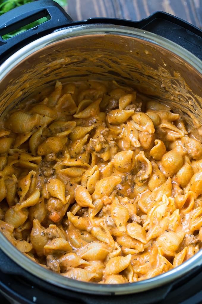 Instant Pot Creamy Shells and Beef is like a delicious homemade hamburger helper