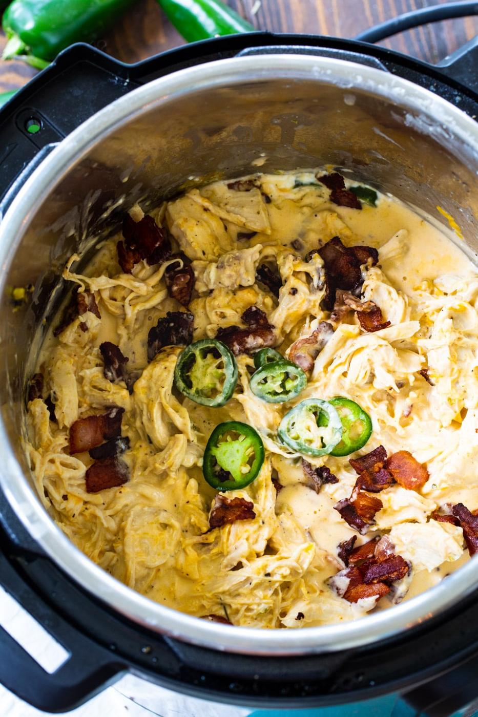 Jalapeno Popper Shredded Chicken in an instant pot.