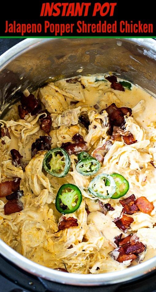 Jalapeno Popper Shredded Chicken in Instant Pot