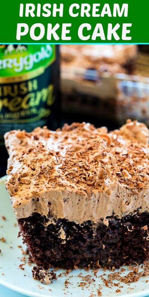 Irish Cream Poke Cake #StPatricksDay #dessert