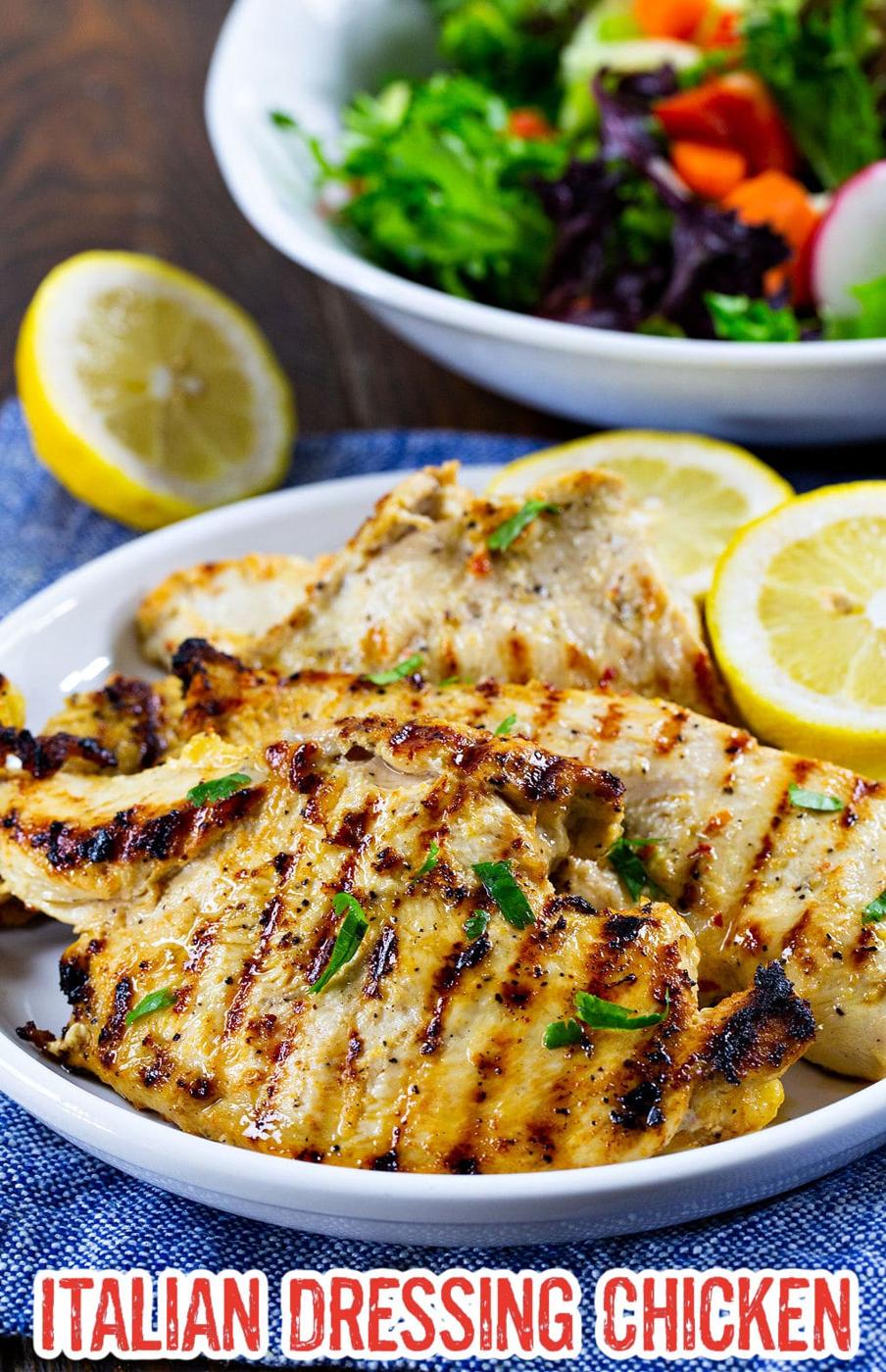 Italian Dressing Chicken on a serving plate.