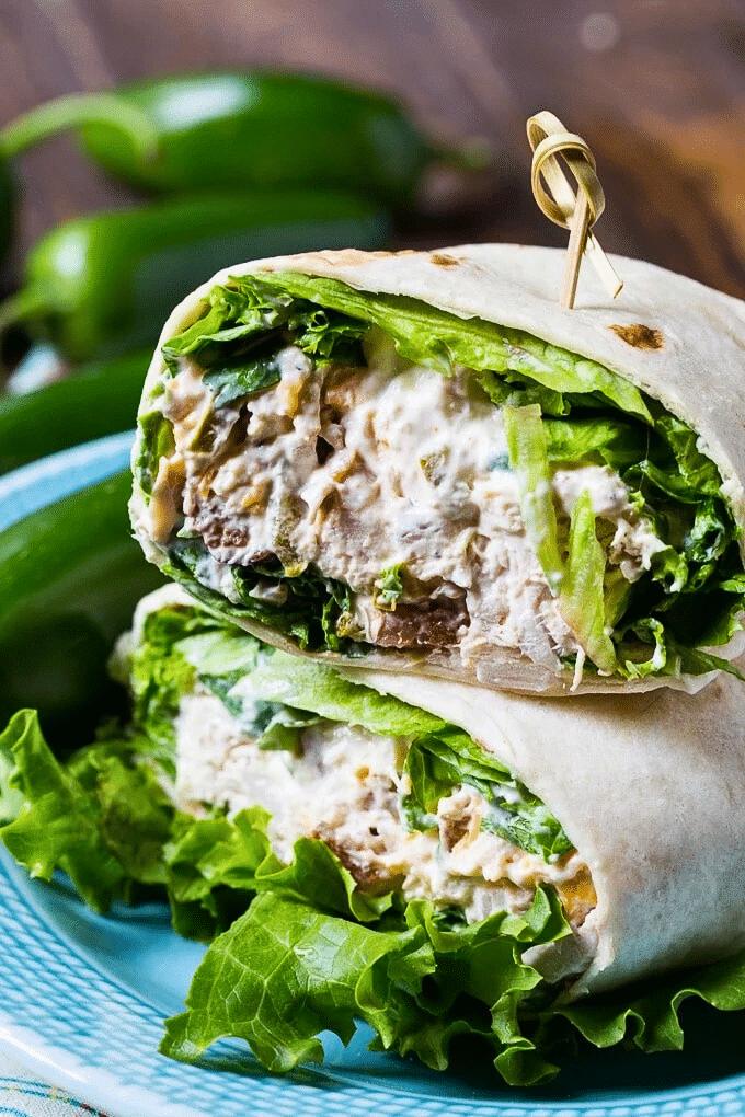 Chicken salad in a wrap.