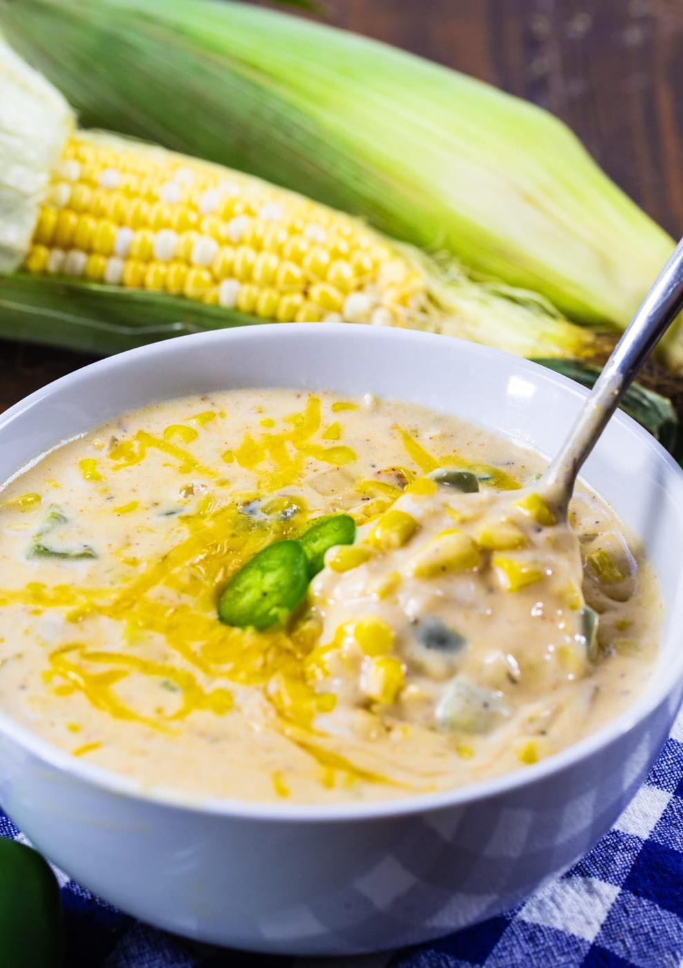 Jalapeno Popper Corn Chowder in a bowl.