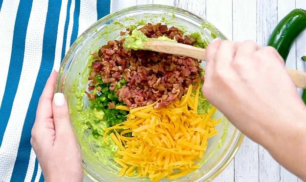Jalapenos, cheddar cheese and bacon added.