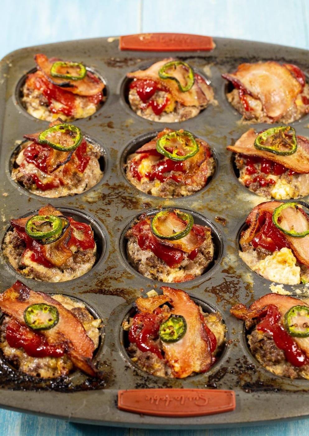 Jalapeno Popper Meatloaf Muffins after being removed from oven.