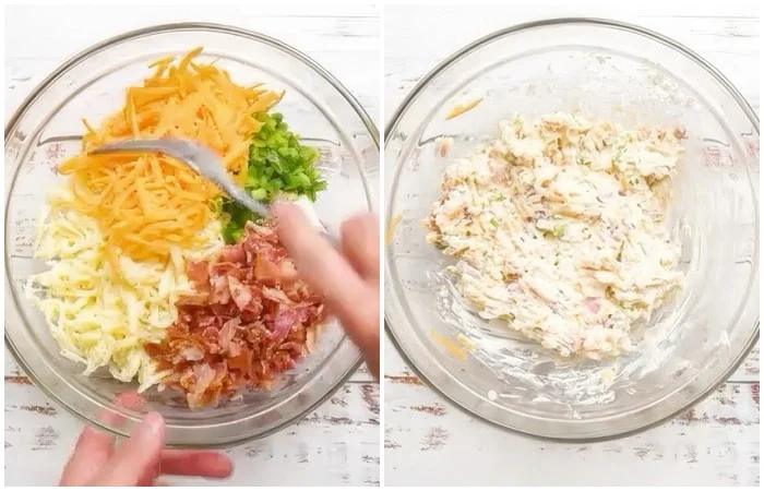 Mixing the filling.
