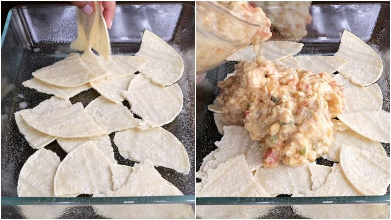 First layers of casserole.