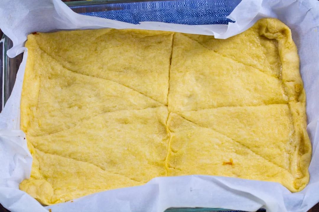 Bottom crescent dough crust.