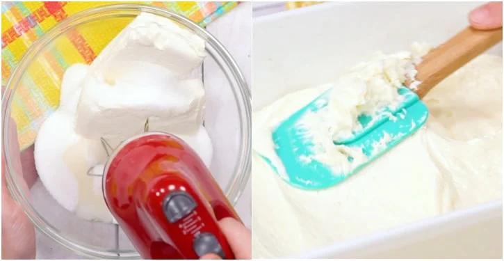 Making the cream cheese layer.