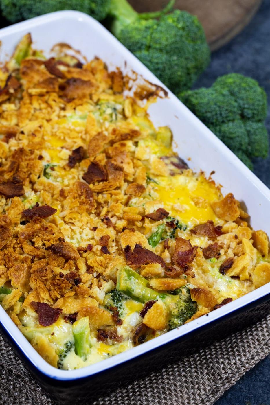 Broccoli Casserole in baking dish.