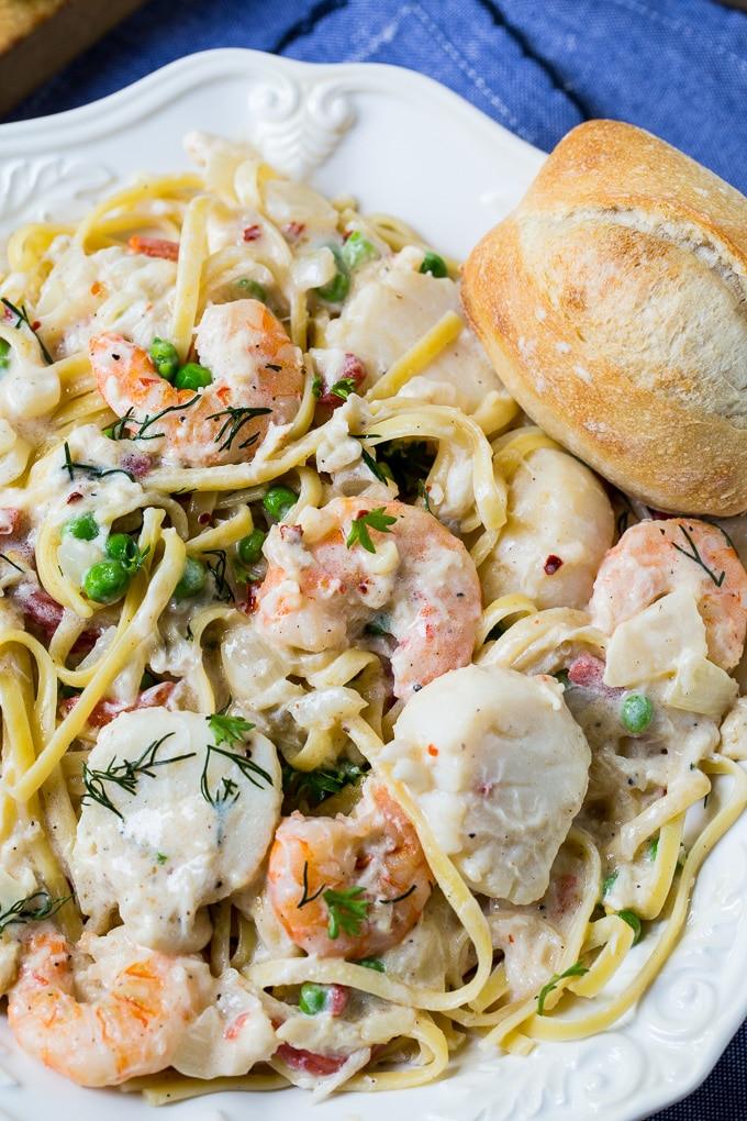 Low Country Fettuccine with shrimp and scallops