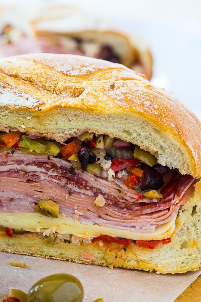 Muffaletta Sandwich- perfect for Mardi Gras!