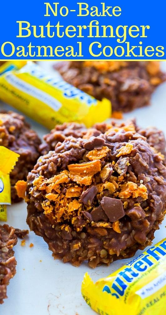 No-Bake Butterfinger Oatmeal Cookies