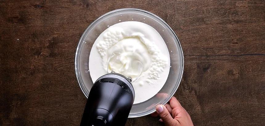 Making the whipped cream.